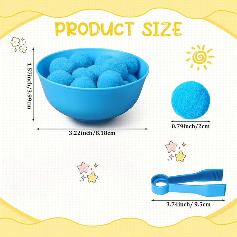 AliExpress Children Counting and Sorting Toys Pom Poms Rainbow Colors Plastic Bowls Tweezers Fine Motor Skill Children Learning Toys, view 4