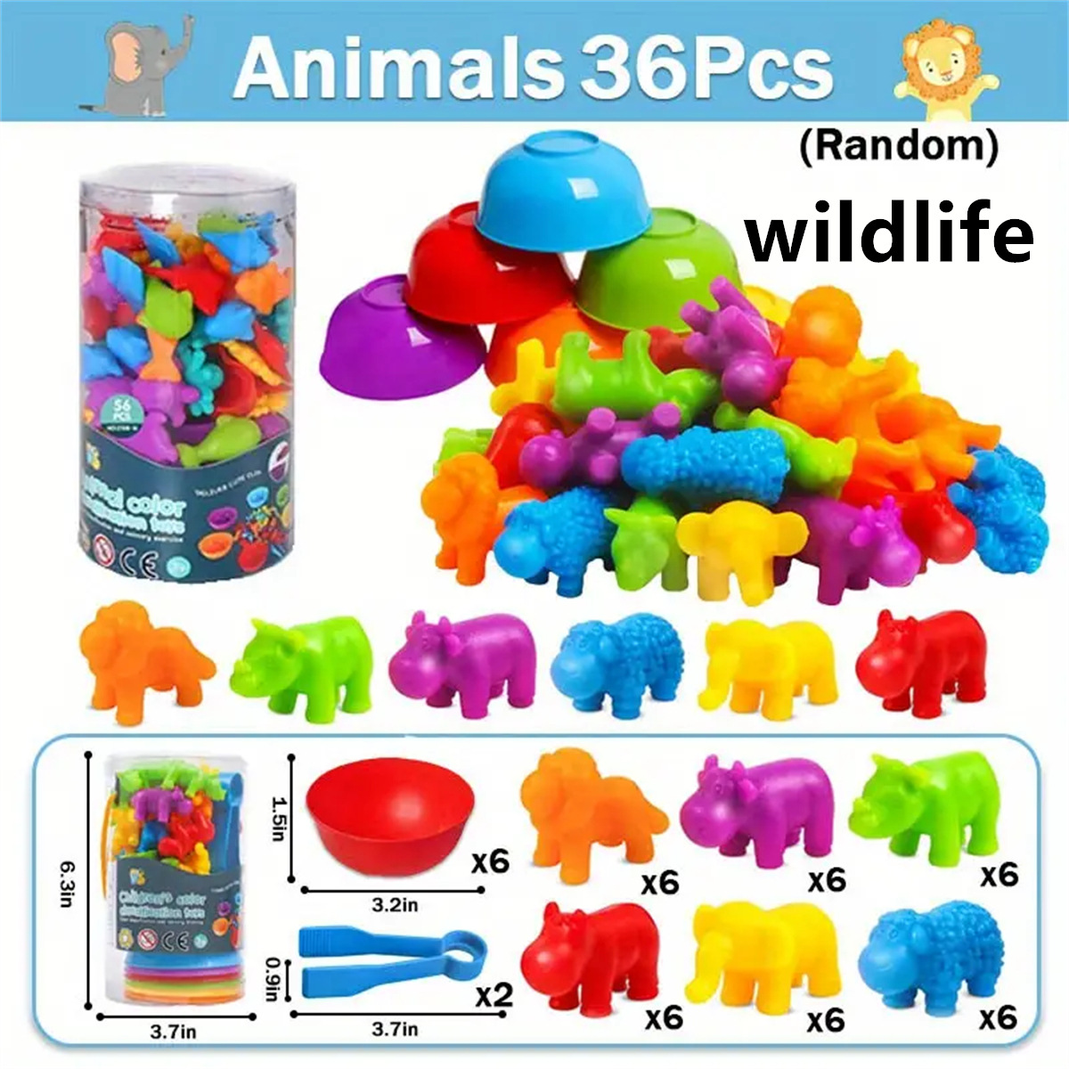 AliExpress Children Counting and Sorting Toys Pom Poms Rainbow Colors Plastic Bowls Tweezers Fine Motor Skill Children Learning Toys, view 6