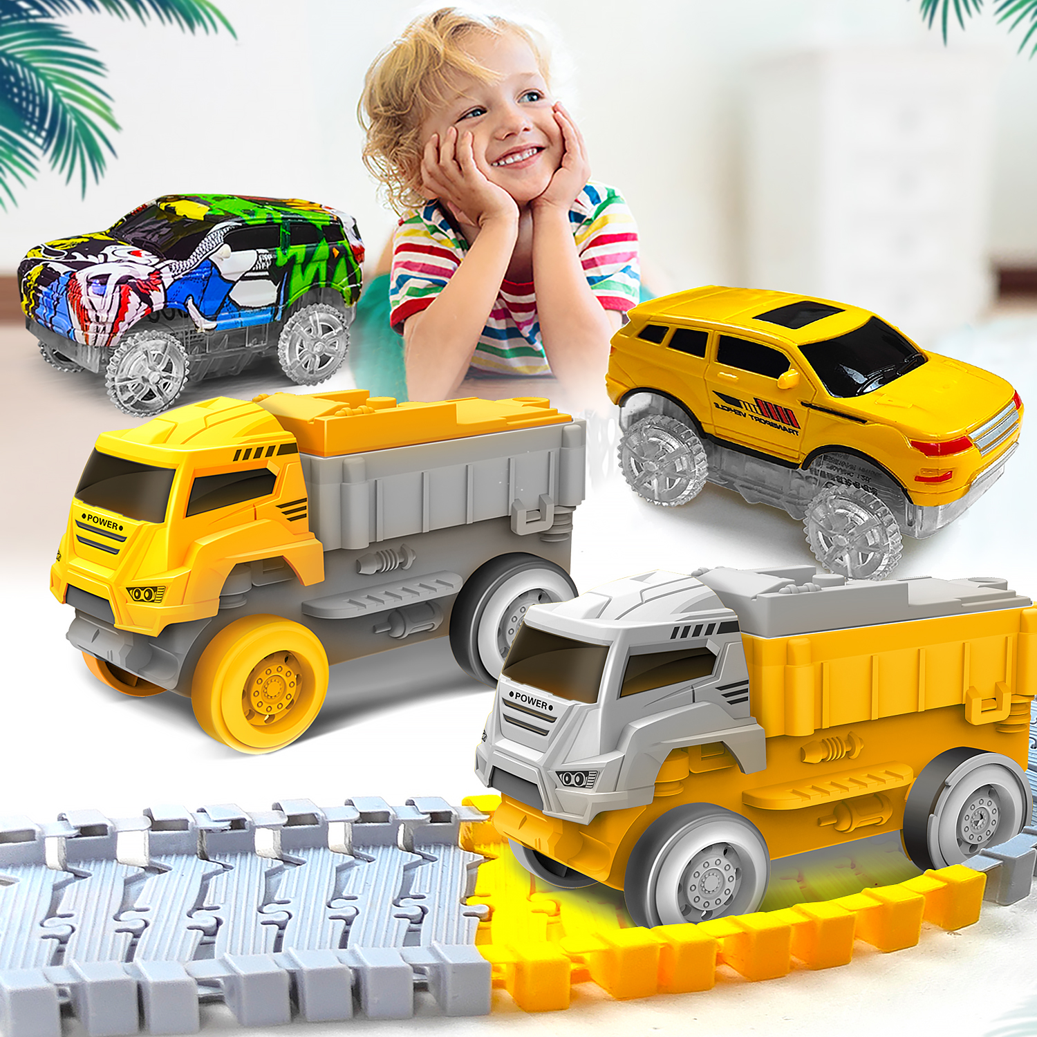 AliExpress Children Electric Magical Flexible Track Toy Car Engineering Car Kids Educational Toys Train Toys for Children Birthday Gift, view 2