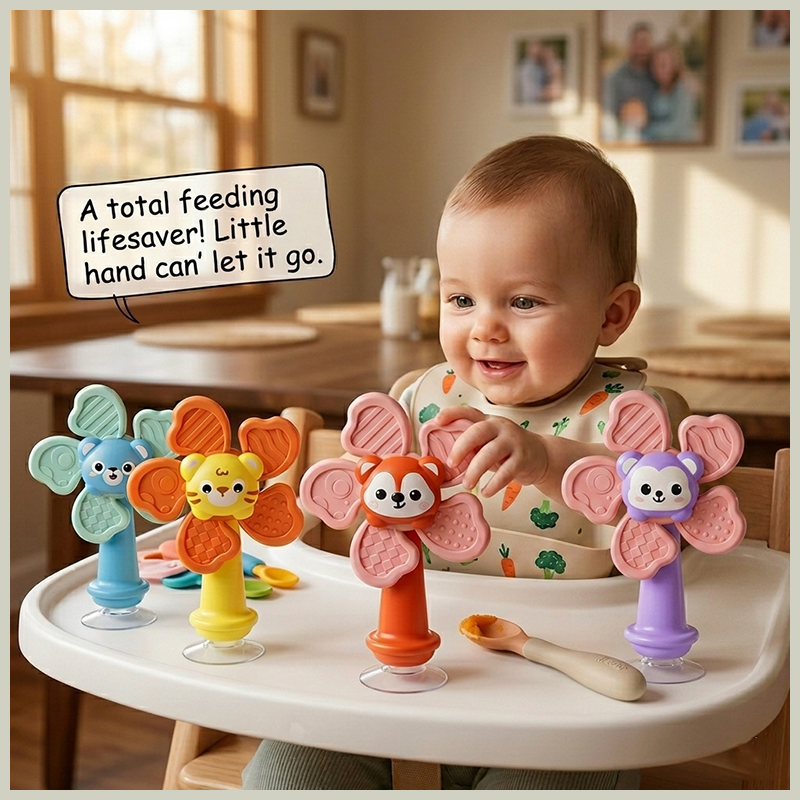 AliExpress Children High Chair Toys Suction Cup Spinner Dining Table Rattles Fidget Educational Montessori Calming Travel Toy Gift