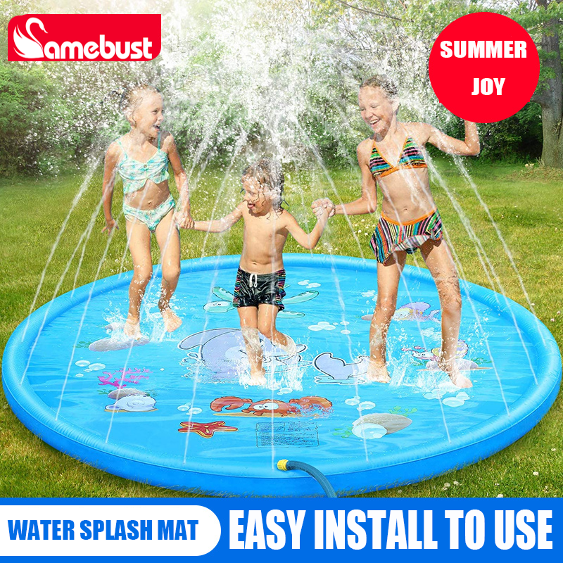 AliExpress Children Play Spray Mat 100/170cm Beach Inflatable Water Sprinkler Pad Outdoor Game Toy Lawn Swimming Pool Mat Kids Toys