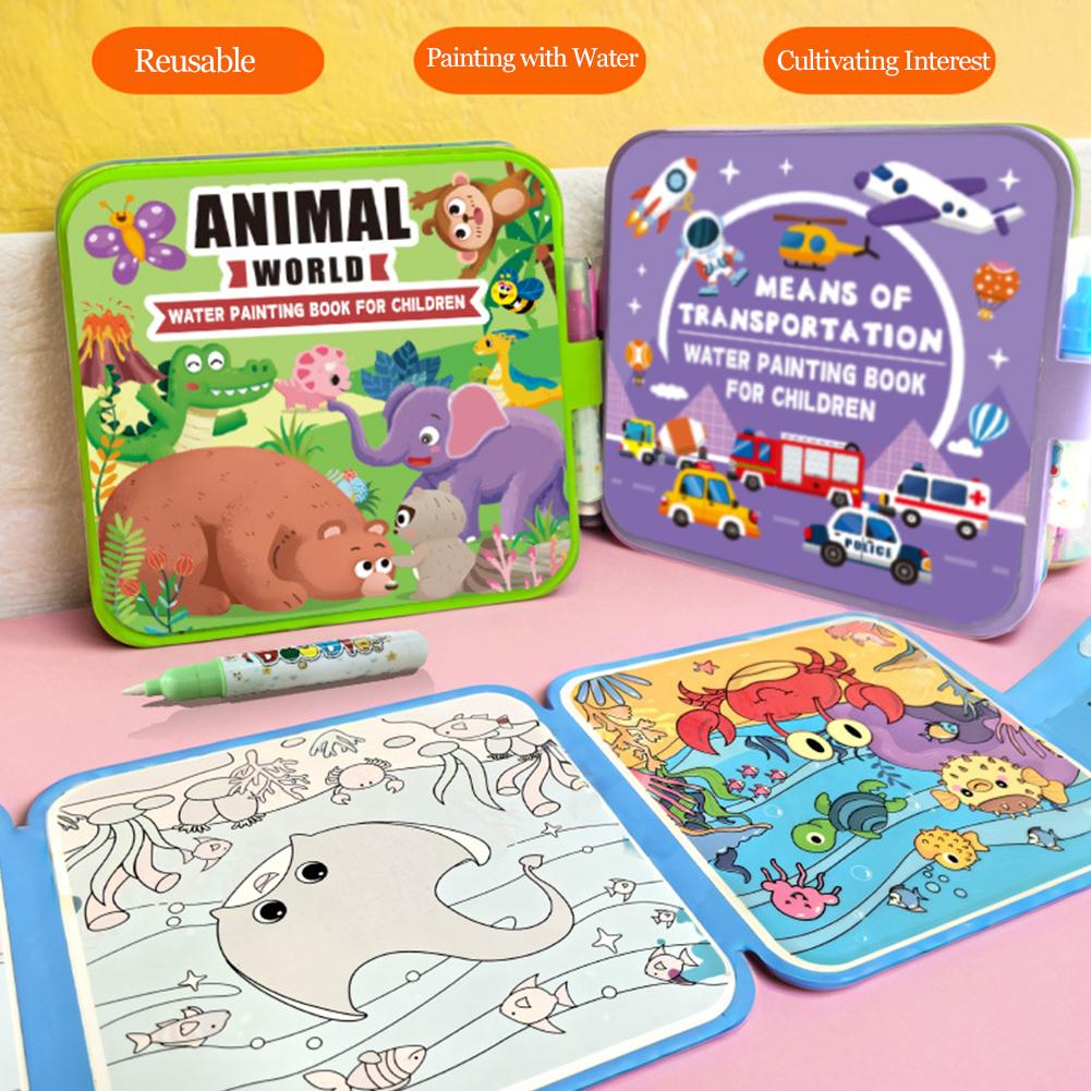 AliExpress Children Repeatedly Use Magic Water Drawing Books, CPC+CE English Folding DIY Creative Graffiti Clear Water Drawing Notebook, view 2