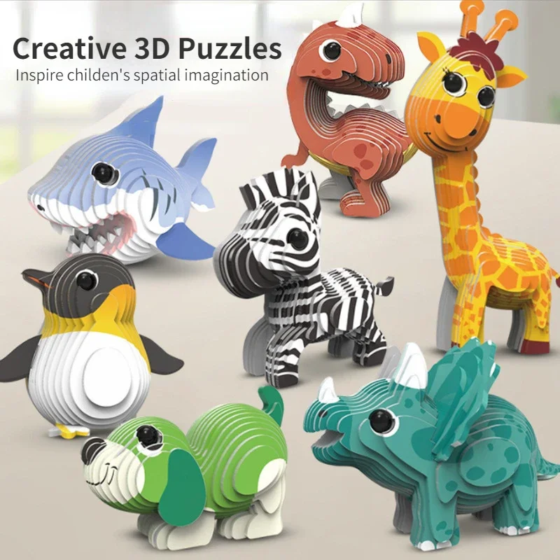 AliExpress Children's 3D Puzzle Kindergarten Animal Puzzle Intelligence Early Education Toys Dinosaur Animal Model Paper 3-4-5-6 Years Old