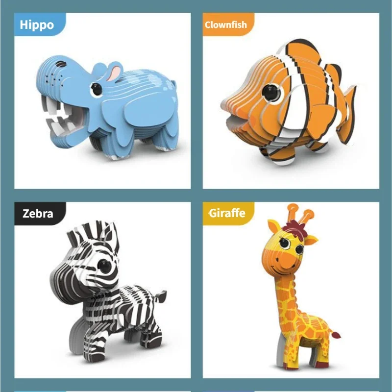 AliExpress Children's 3D Puzzle Kindergarten Animal Puzzle Intelligence Early Education Toys Dinosaur Animal Model Paper 3-4-5-6 Years Old, view 5