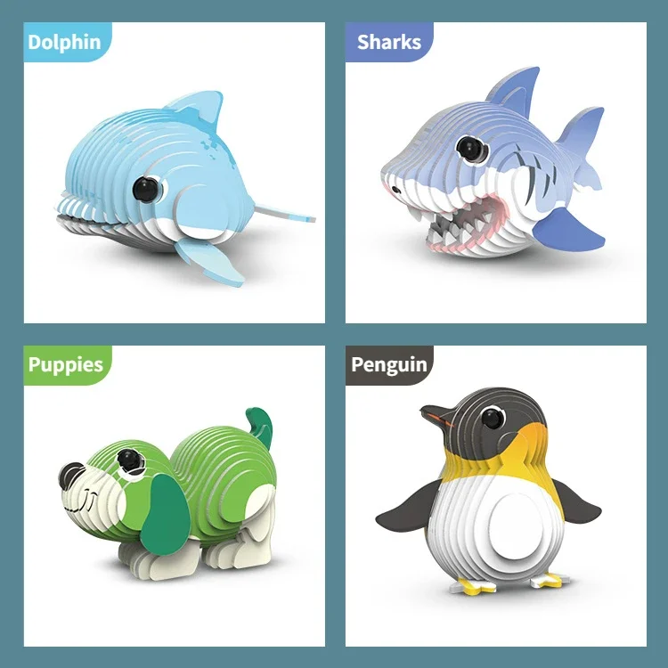 AliExpress Children's 3D Puzzle Kindergarten Animal Puzzle Intelligence Early Education Toys Dinosaur Animal Model Paper 3-4-5-6 Years Old, view 6