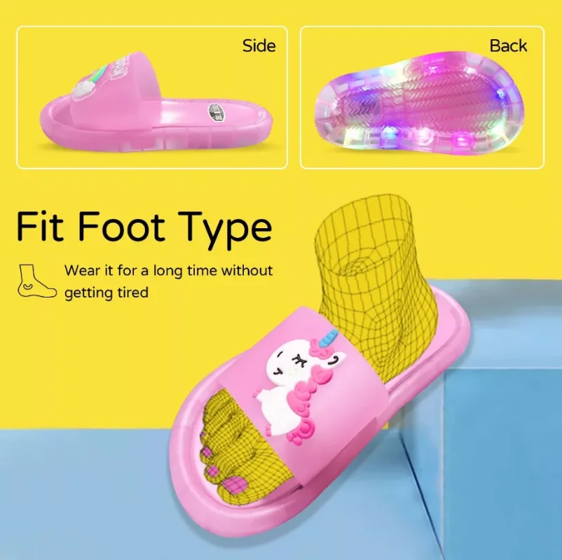 AliExpress Children‘s Boys Girls Slippers Cartoon Unicorn Animals Prints Shoes Lighted Fashion Cute Shoes Bathroom Kids Toddler Slippers, view 6