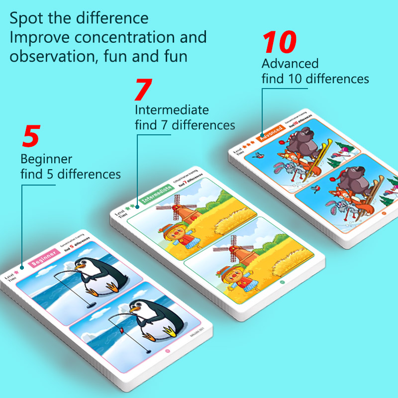 AliExpress Children's Educational Games, Focus and Observation Training, Spot the Difference, from Hyperactivity to Concentration, Educational Game Cards, Can Be Wiped Off and Reused, Suitable for Holiday Gifts, view 2