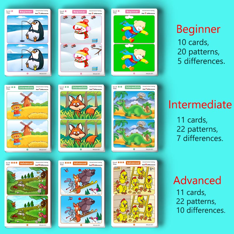 AliExpress Children's Educational Games, Focus and Observation Training, Spot the Difference, from Hyperactivity to Concentration, Educational Game Cards, Can Be Wiped Off and Reused, Suitable for Holiday Gifts, view 5