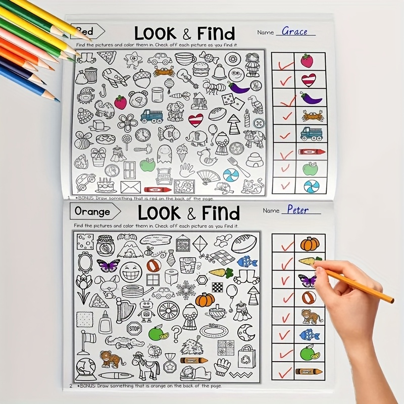 AliExpress Kids Hidden Objects Find and Color Activity Book, view 5