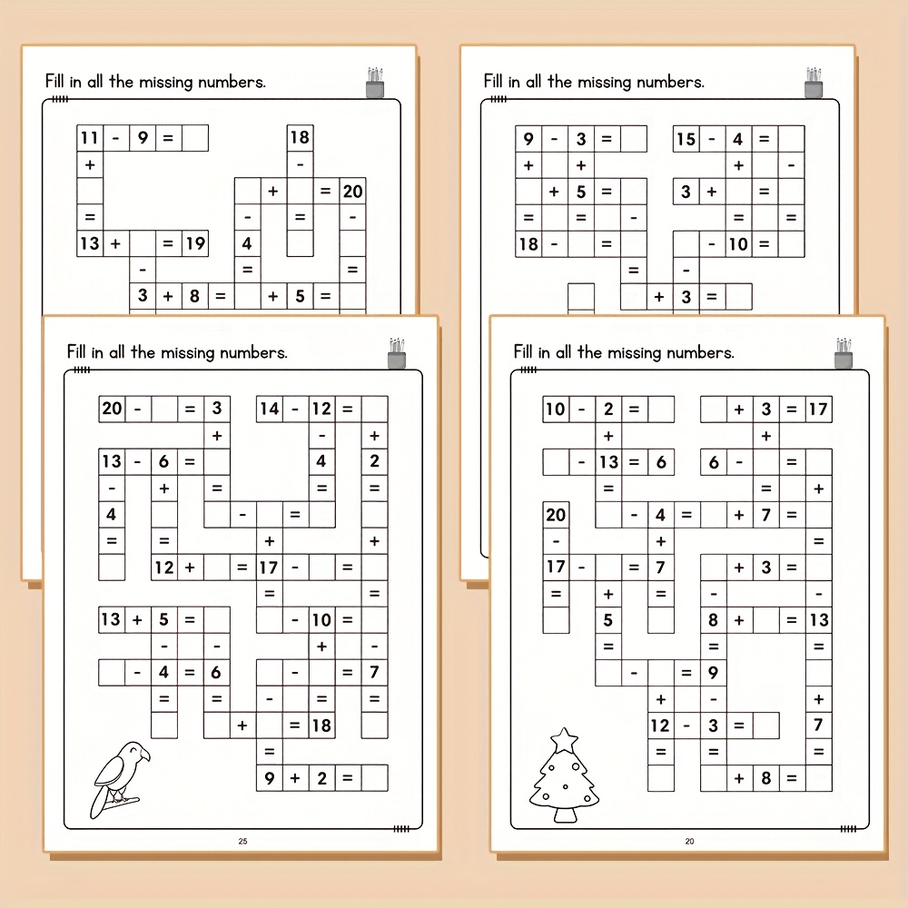 AliExpress Children's math crossword puzzle book, practice addition and subtraction within 20, Christmas gift, view 6