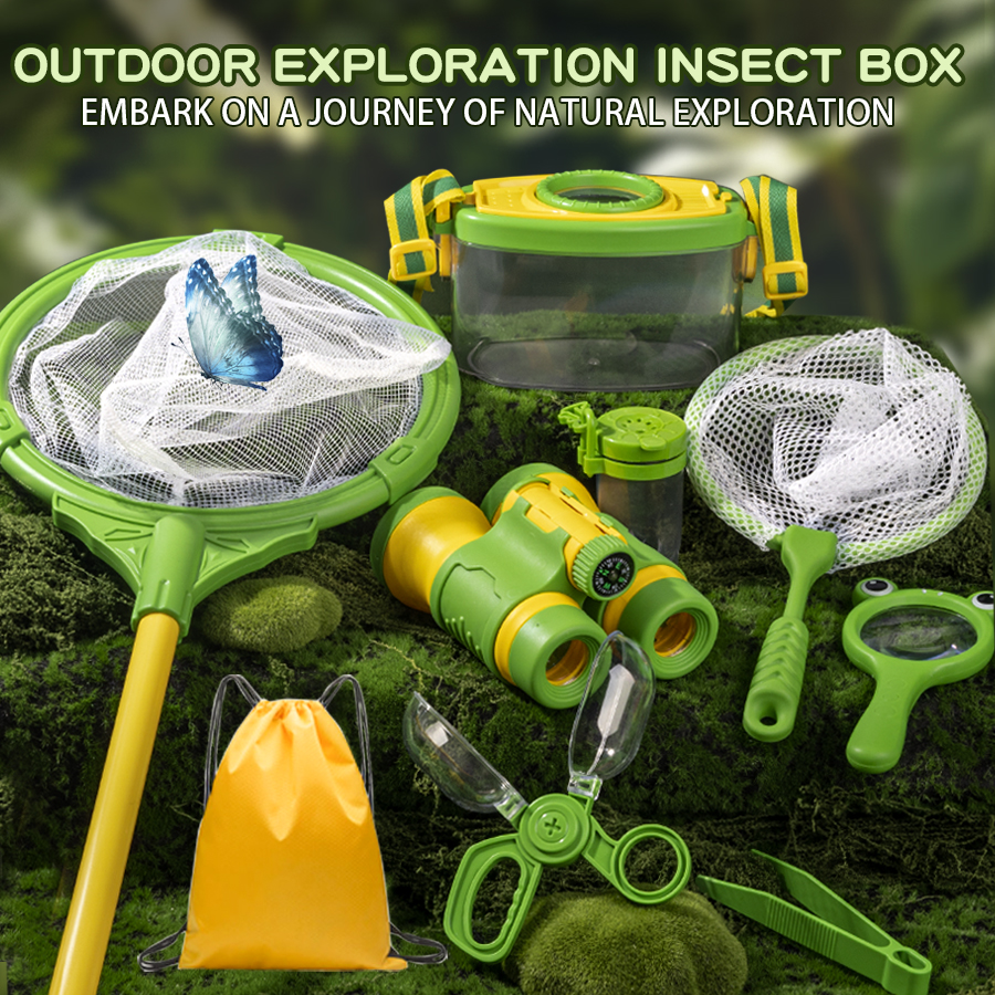 AliExpress Children'S Natural Outdoor Adventure Insect Capture Net Observation Box Telescope Magnifying Glass Set Clip Backpack Insect Jar