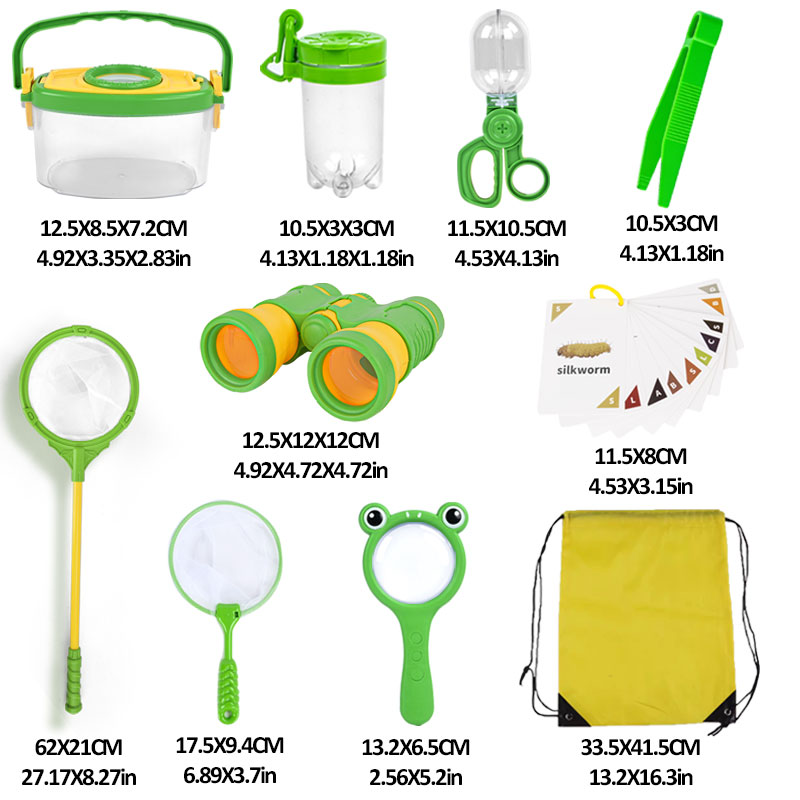 AliExpress Children'S Natural Outdoor Adventure Insect Capture Net Observation Box Telescope Magnifying Glass Set Clip Backpack Insect Jar, view 2