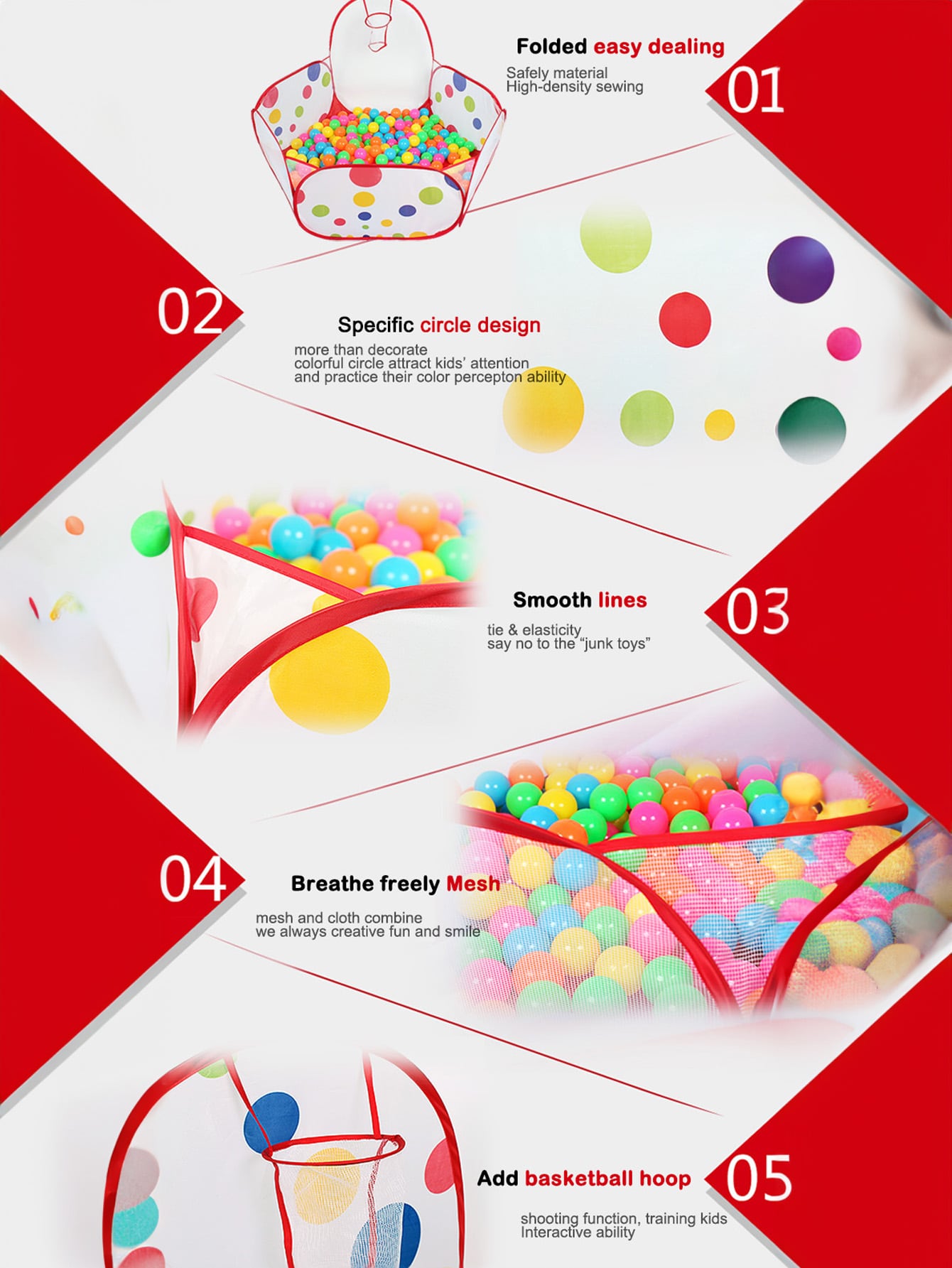 AliExpress Children's Ocean Ball Pool with Basketball Hoop Play Tent Playhouse with Basketball Hoop for Boys Girls Kids (Excluding Ball), view 3
