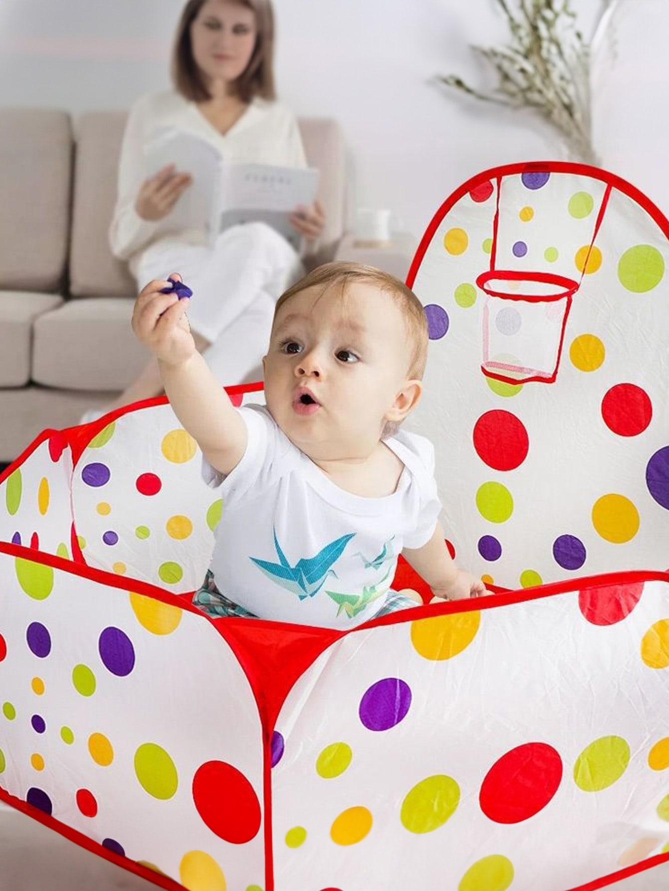 AliExpress Children's Ocean Ball Pool with Basketball Hoop Play Tent Playhouse with Basketball Hoop for Boys Girls Kids (Excluding Ball), view 5