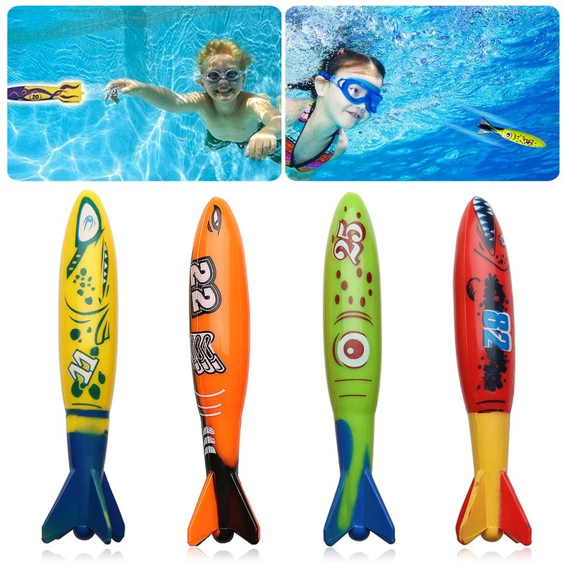 AliExpress Children's Summer Pool Diving Swimming Toys Shark Rocket Throwing Toys Water Fun Game Diving Pool Sinking Set for Boys Girls, view 3