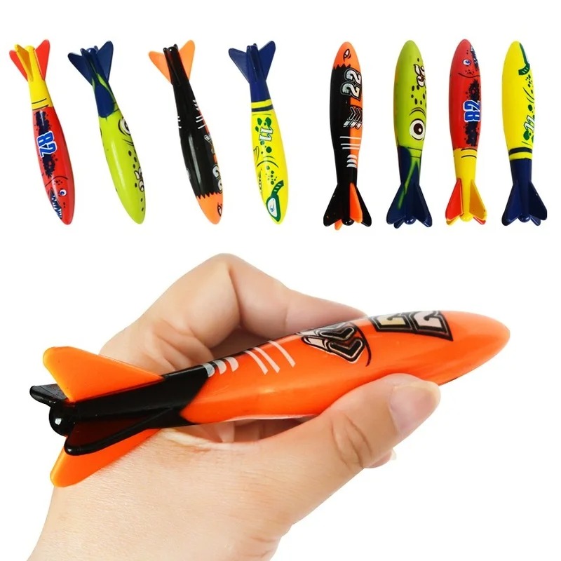 AliExpress Children's Summer Pool Diving Swimming Toys Shark Rocket Throwing Toys Water Fun Game Diving Pool Sinking Set for Boys Girls, view 5