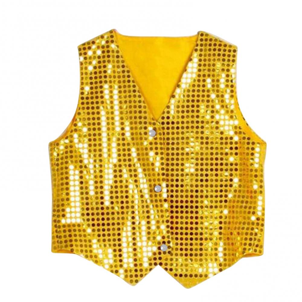AliExpress Children Shining Sequins Clothes Boys Students Christmas Stage Performance Costumes Kids Hip-hop Jazz Stage Dance Vest Waistcoat, view 4
