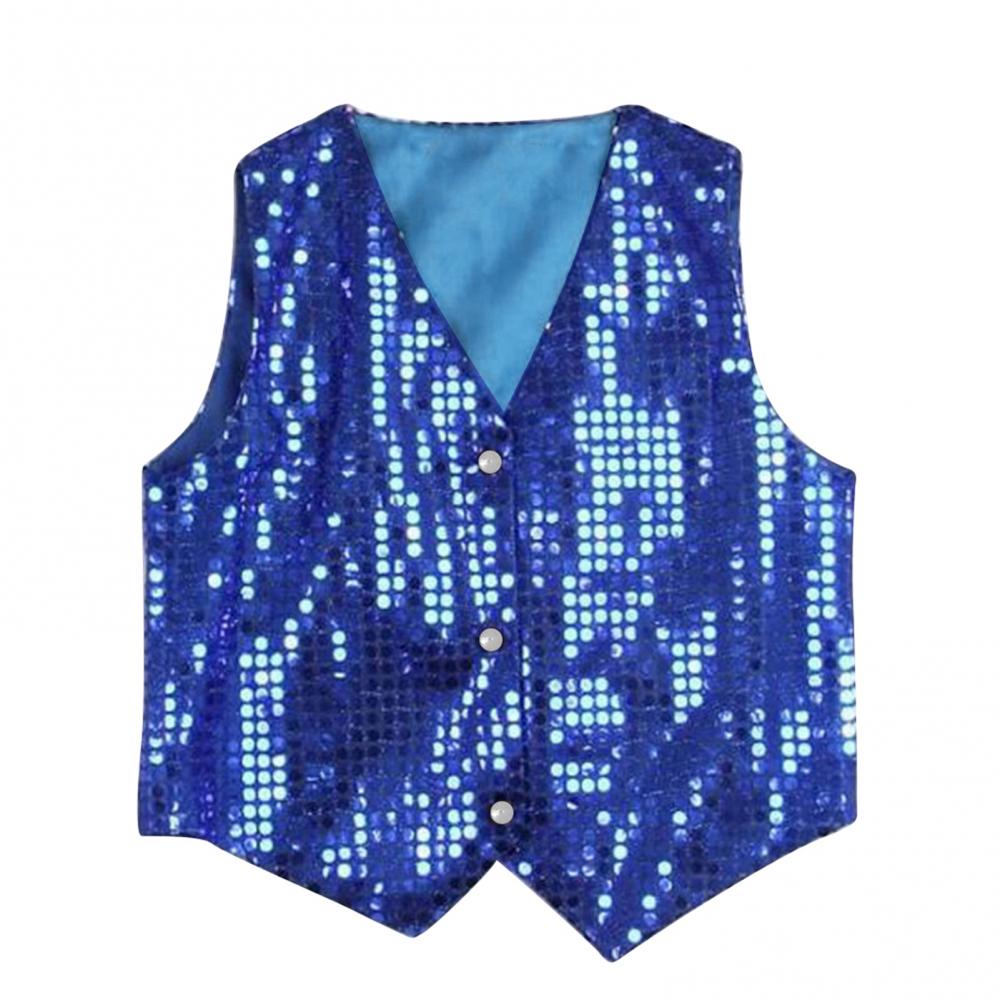 AliExpress Children Shining Sequins Clothes Boys Students Christmas Stage Performance Costumes Kids Hip-hop Jazz Stage Dance Vest Waistcoat, view 5