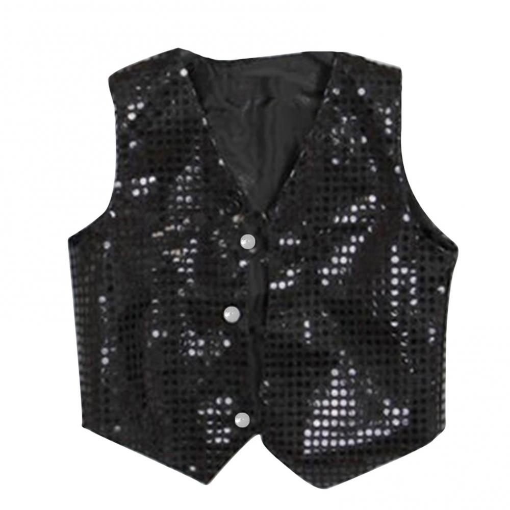 AliExpress Children Shining Sequins Clothes Boys Students Christmas Stage Performance Costumes Kids Hip-hop Jazz Stage Dance Vest Waistcoat, view 6