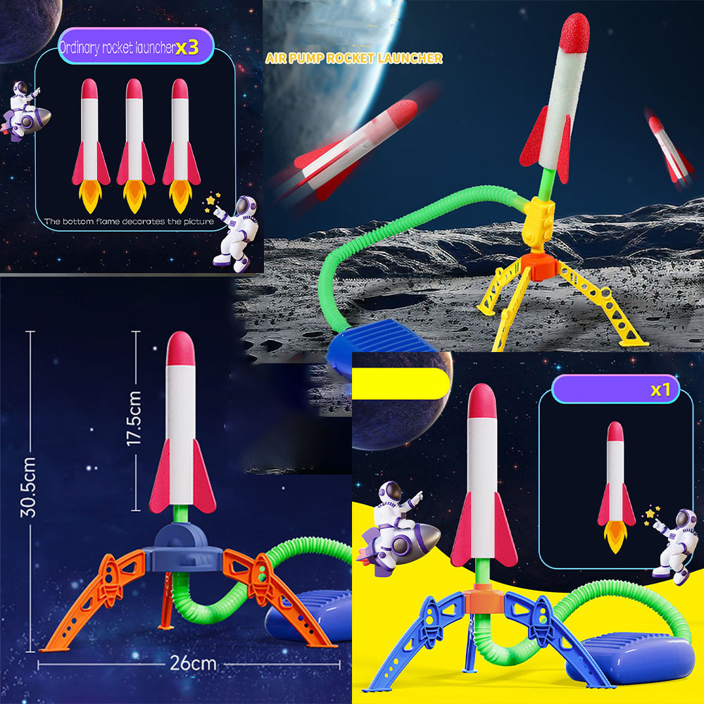 AliExpress Childrens Air Rocket Foot Pump Launcher Flying Toys Game Set Jump Practice Hands-Original Judgment Ability Accessories Random