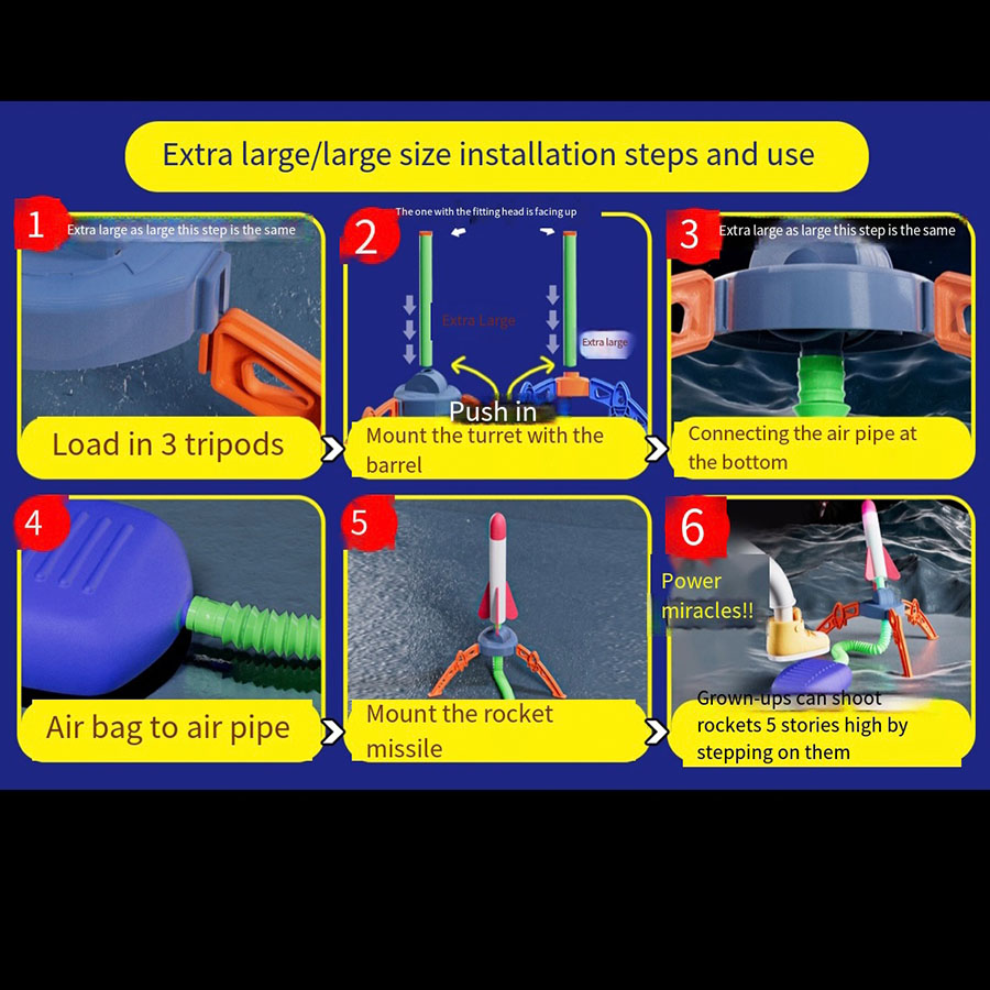AliExpress Childrens Air Rocket Foot Pump Launcher Flying Toys Game Set Jump Practice Hands-Original Judgment Ability Accessories Random, view 2