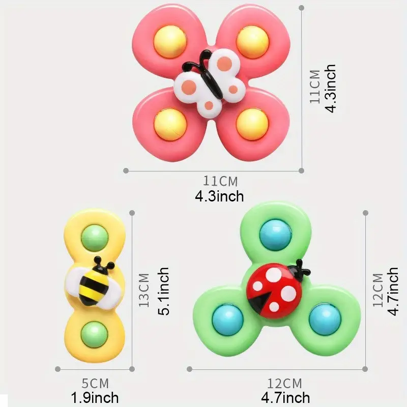 AliExpress Childrens Interactive Bug Flower Suction Cup Top Toy Cartoon Suction Cup Spinning Baby Toy Educational Fun Play, view 2