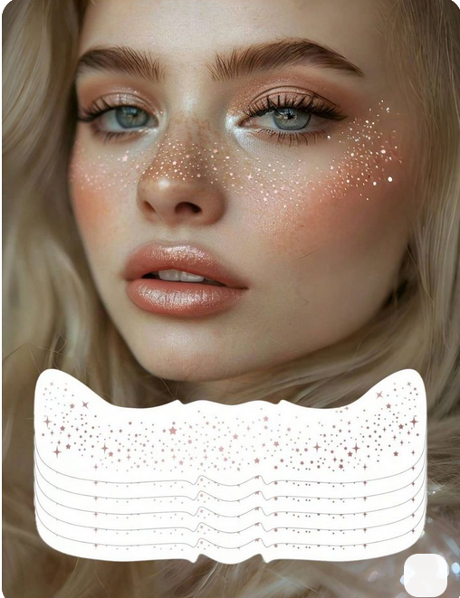 AliExpress Christmas Stocking Stuffers 6pcs Glitter Freckle Stickers - Cozy Home Decorative Beauty Face Stickers Gift, view 3