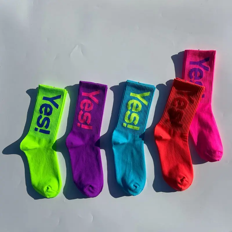 AliExpress CHUANGERM Men Women Yes Mid Crew Socks Cycling Hiking Skateboarding Sports Street Fashion Breathable Sock, view 6