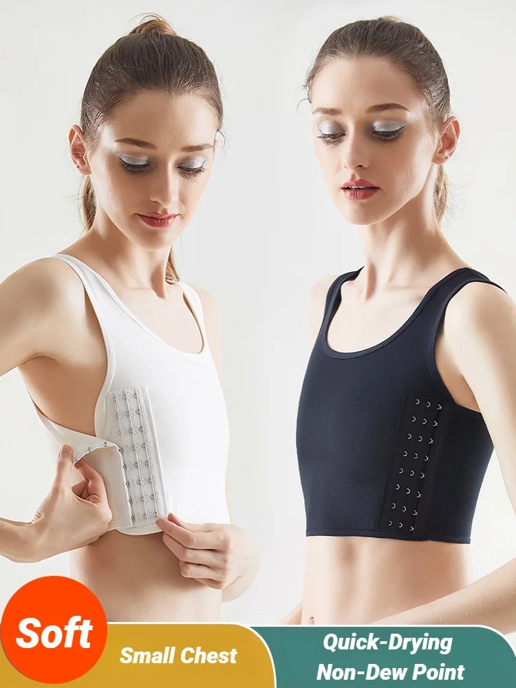 AliExpress CHUANGERM Tomboy Women Breathable Chest Breast Binder Side Buckle Short Vest Tops Underwear Tank Wireless Wrap Bandages Flat