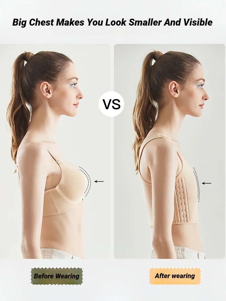 AliExpress CHUANGERM Tomboy Women Breathable Chest Breast Binder Side Buckle Short Vest Tops Underwear Tank Wireless Wrap Bandages Flat, view 2