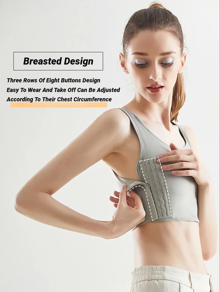 AliExpress CHUANGERM Tomboy Women Breathable Chest Breast Binder Side Buckle Short Vest Tops Underwear Tank Wireless Wrap Bandages Flat, view 3