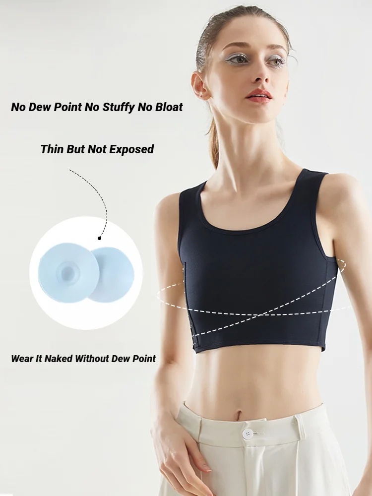AliExpress CHUANGERM Tomboy Women Breathable Chest Breast Binder Side Buckle Short Vest Tops Underwear Tank Wireless Wrap Bandages Flat, view 4