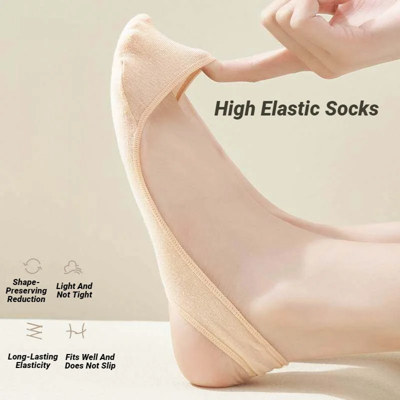 AliExpress CHUANGERM Women Shallow Mouth Socks Invisible Non Slip High Heel Forefoot Pad Half Palm Suspender Sock For Shoes Slippers