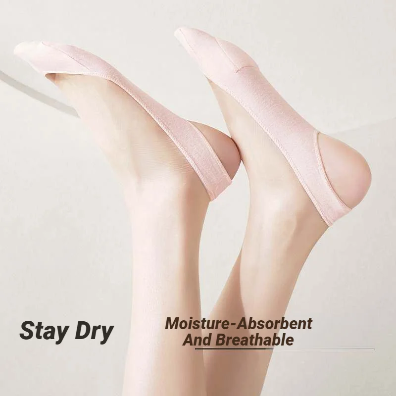 AliExpress CHUANGERM Women Shallow Mouth Socks Invisible Non Slip High Heel Forefoot Pad Half Palm Suspender Sock For Shoes Slippers, view 2