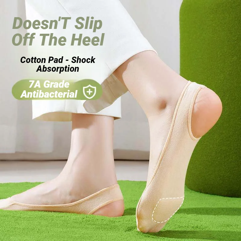 AliExpress CHUANGERM Women Shallow Mouth Socks Invisible Non Slip High Heel Forefoot Pad Half Palm Suspender Sock For Shoes Slippers, view 4