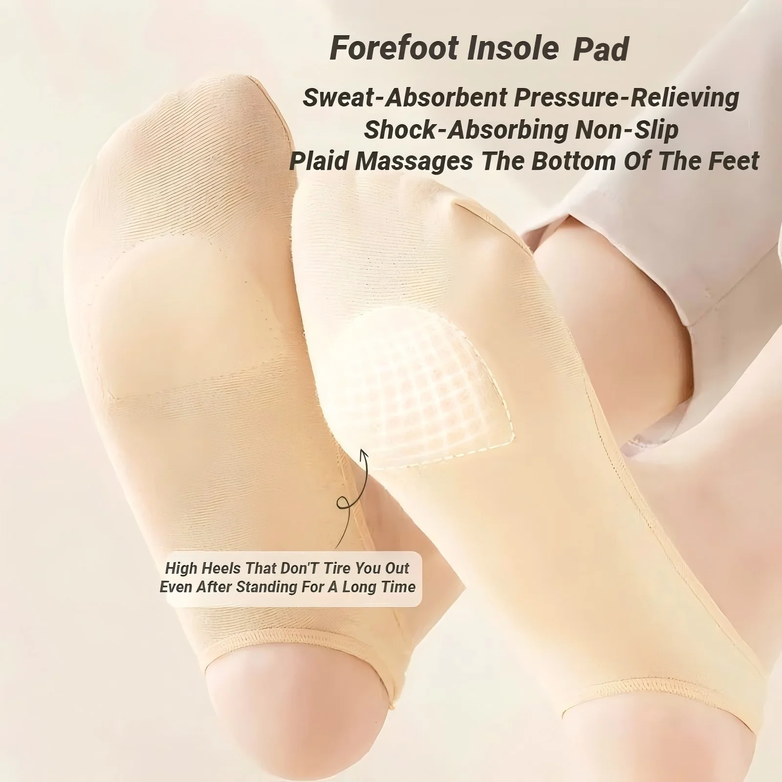 AliExpress CHUANGERM Women Shallow Mouth Socks Invisible Non Slip High Heel Forefoot Pad Half Palm Suspender Sock For Shoes Slippers, view 5