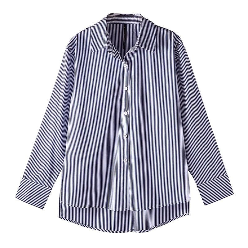 AliExpress Classic Striped Woman Spring Autumn Blouses Shirt Lady Long Lantern Sleeve Stand Collar Loose Blusas Tops, view 5