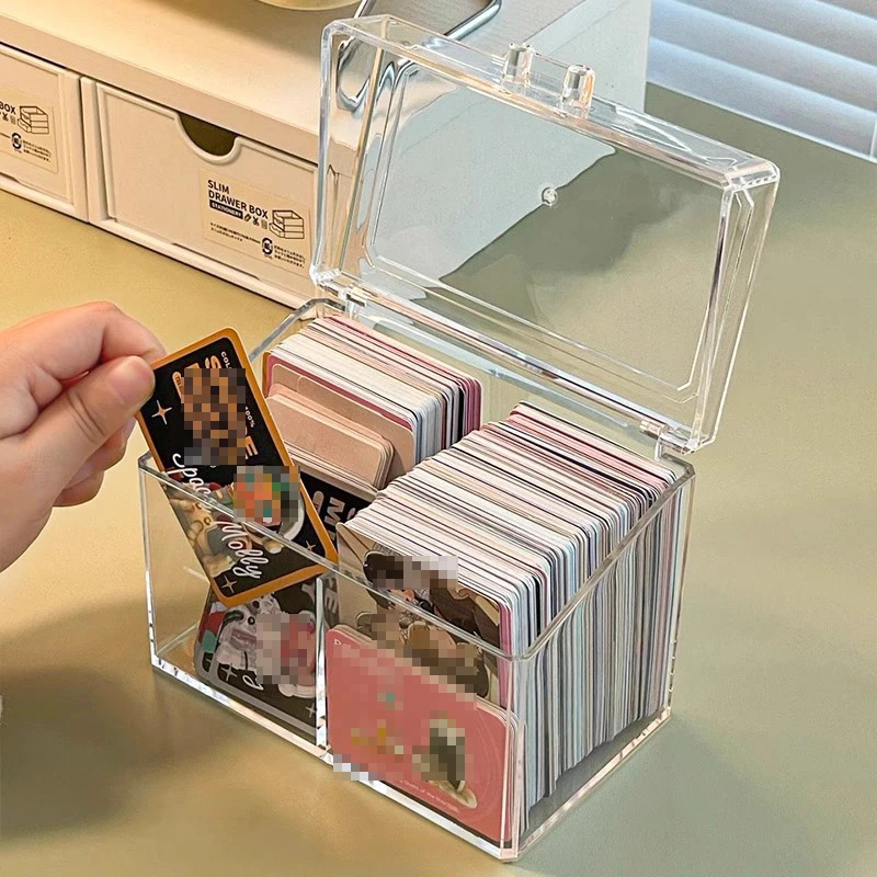 AliExpress Clear Acrylic Card Organizer - Holds 400 Cards, Dual Compartment Display Box for Postcards & Game Cards