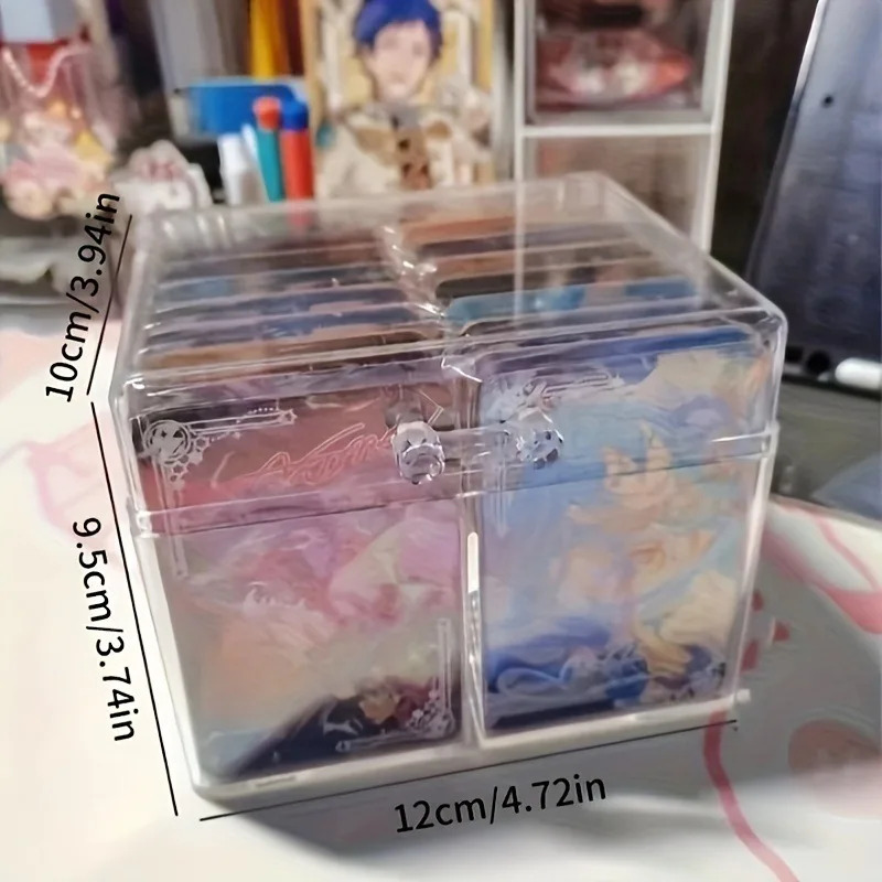 AliExpress Clear Acrylic Card Organizer - Holds 400 Cards, Dual Compartment Display Box for Postcards & Game Cards, view 2