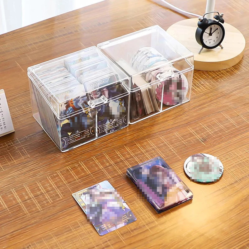 AliExpress Clear Acrylic Card Organizer - Holds 400 Cards, Dual Compartment Display Box for Postcards & Game Cards, view 6
