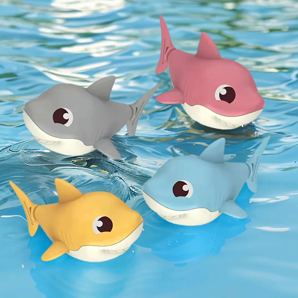 AliExpress Clearance_1pc Summer hot new cartoon shark baby water play toy with wind up chain, outdoor beach toy, shower toy, bath toy_Conti, view 2