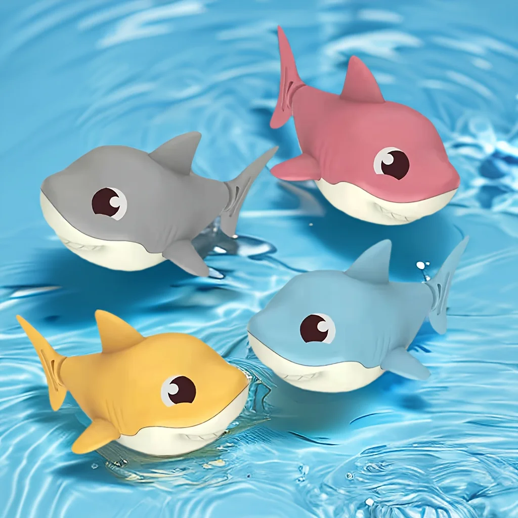 AliExpress Clearance_1pc Summer hot new cartoon shark baby water play toy with wind up chain, outdoor beach toy, shower toy, bath toy_Conti, view 3