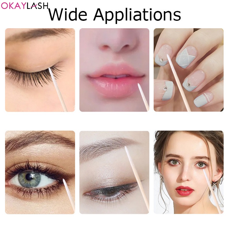 AliExpress Clearance_900/100/300pcs Disposable Wooden Micro Bud Swabs Lint Free Eyelash Extension Glue Removing Tools Makeup Mini Brush_Con, view 6