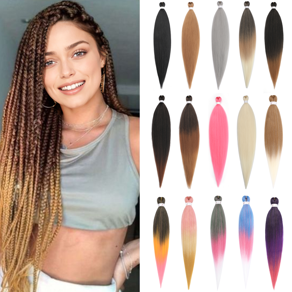 AliExpress Clearance_Pre-stretched Synthetic Braiding Hair Ombre Professional Easy  Hot Water Setting Soft  Crochet Braid Hair  Extensions_, view 2