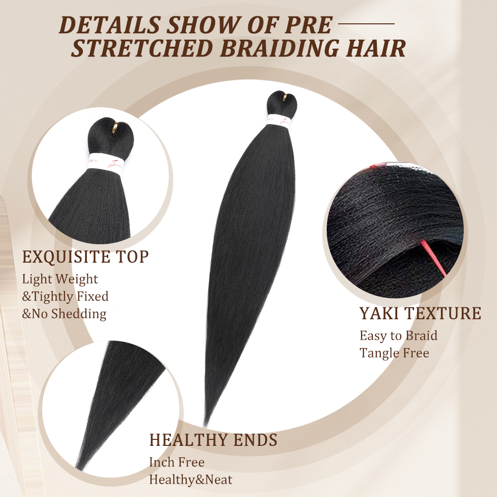 AliExpress Clearance_Pre-stretched Synthetic Braiding Hair Ombre Professional Easy  Hot Water Setting Soft  Crochet Braid Hair  Extensions_, view 4