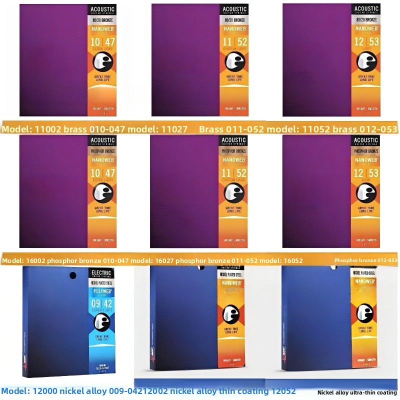 AliExpress Coated Acoustic Guitar Strings Phosphor Bronze & Brass Full Set Anti-rust Folk Guitar Replacement Strings