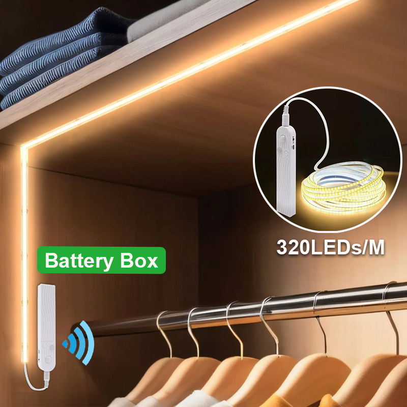 AliExpress Battery-Powered COB LED Strip with Motion Sensor