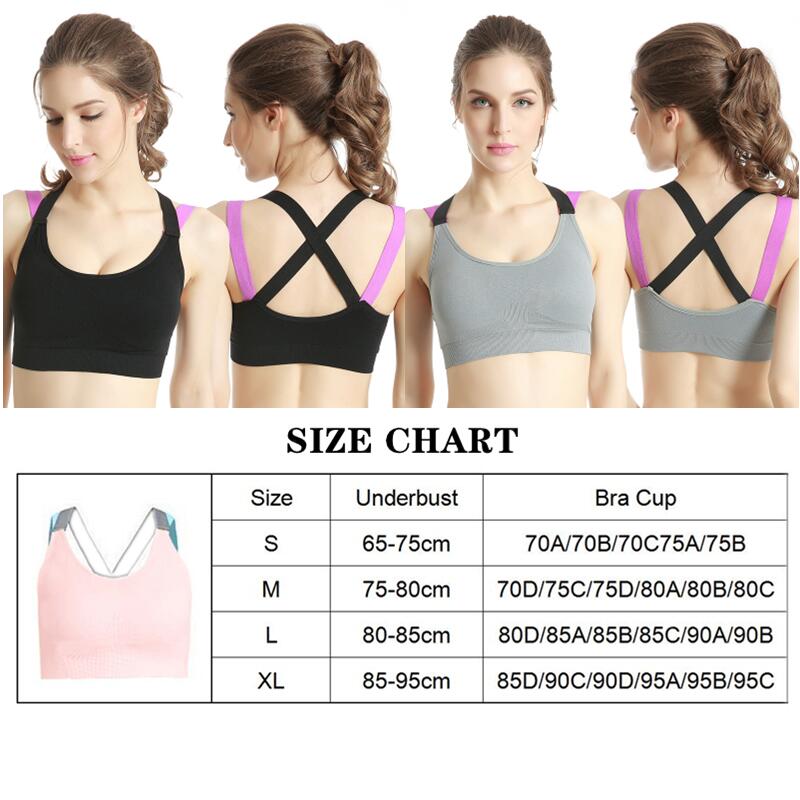 AliExpress Color Blocked Cross Beautiful back Sports Bra Without Steel Ring Yoga Vest Professional Shock Resistant Running Fitness Bralette, view 6