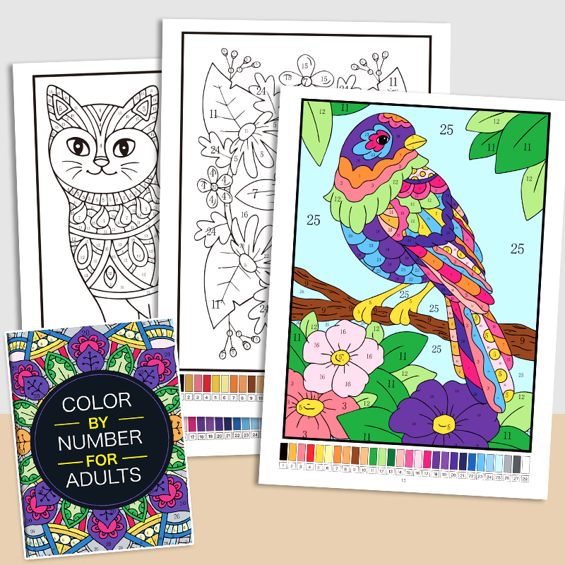AliExpress 32-Page Floral Mandala Color by Number Book, view 5