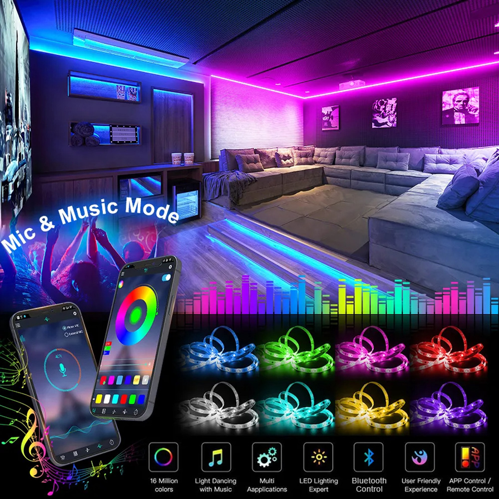 AliExpress Bluetooth RGB 5050 LED Strip Lights (10m to 30m), view 4